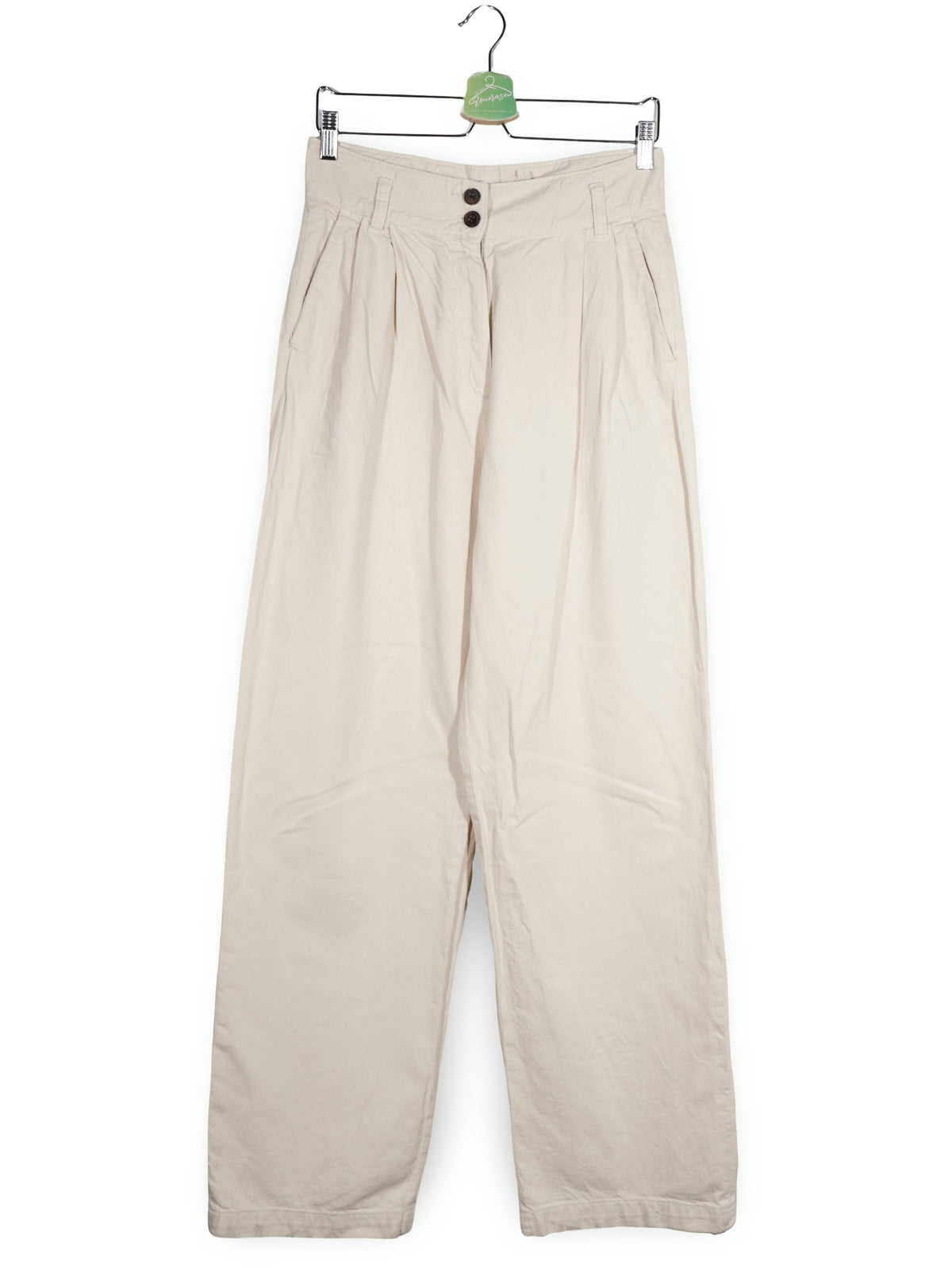 Pantaloni PULL&BEAR bej deschis mărime M vedere din față second-hand premium