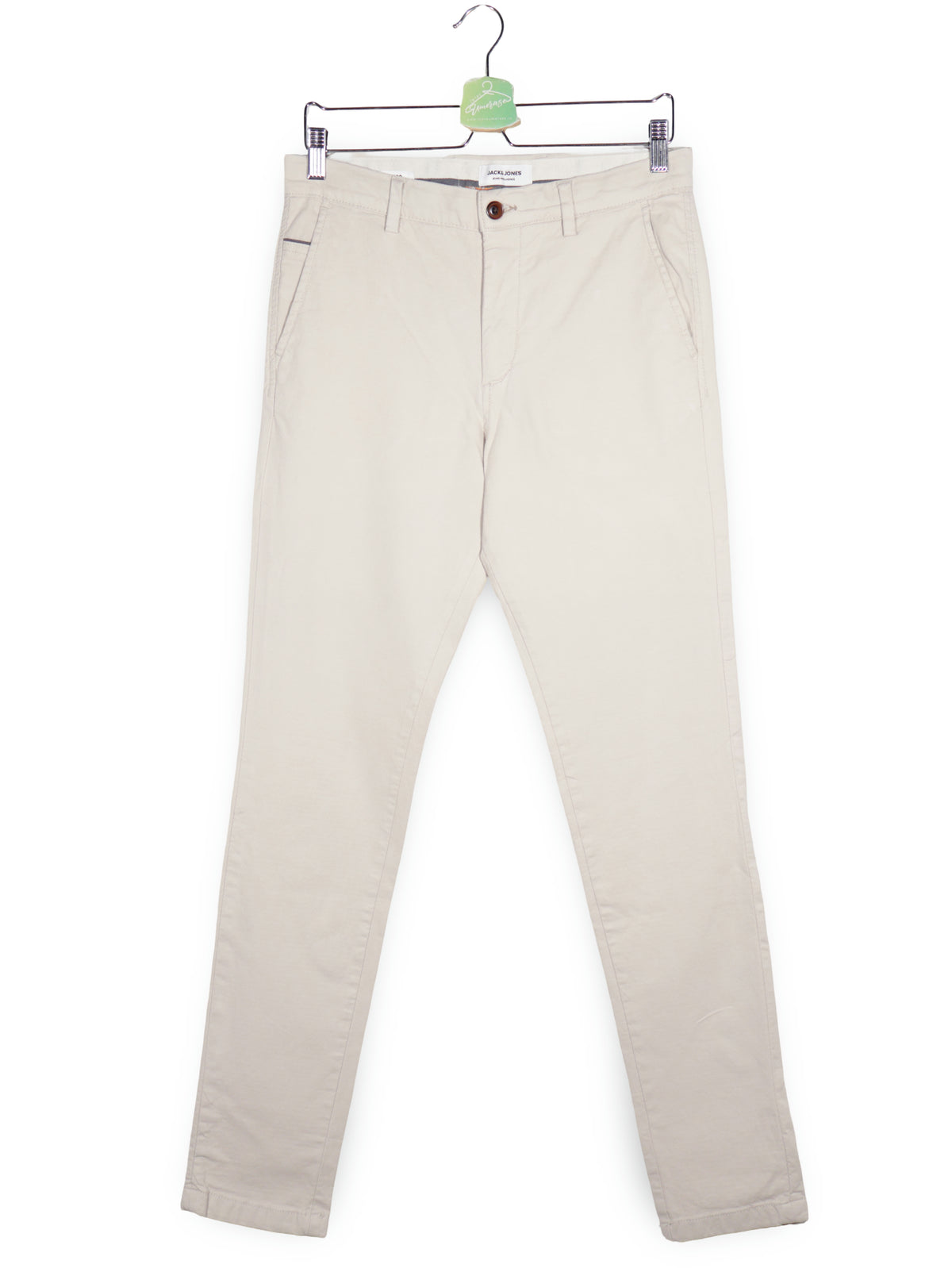 Pantaloni JACK&JONES bej deschis mărime S vedere din față second-hand premium