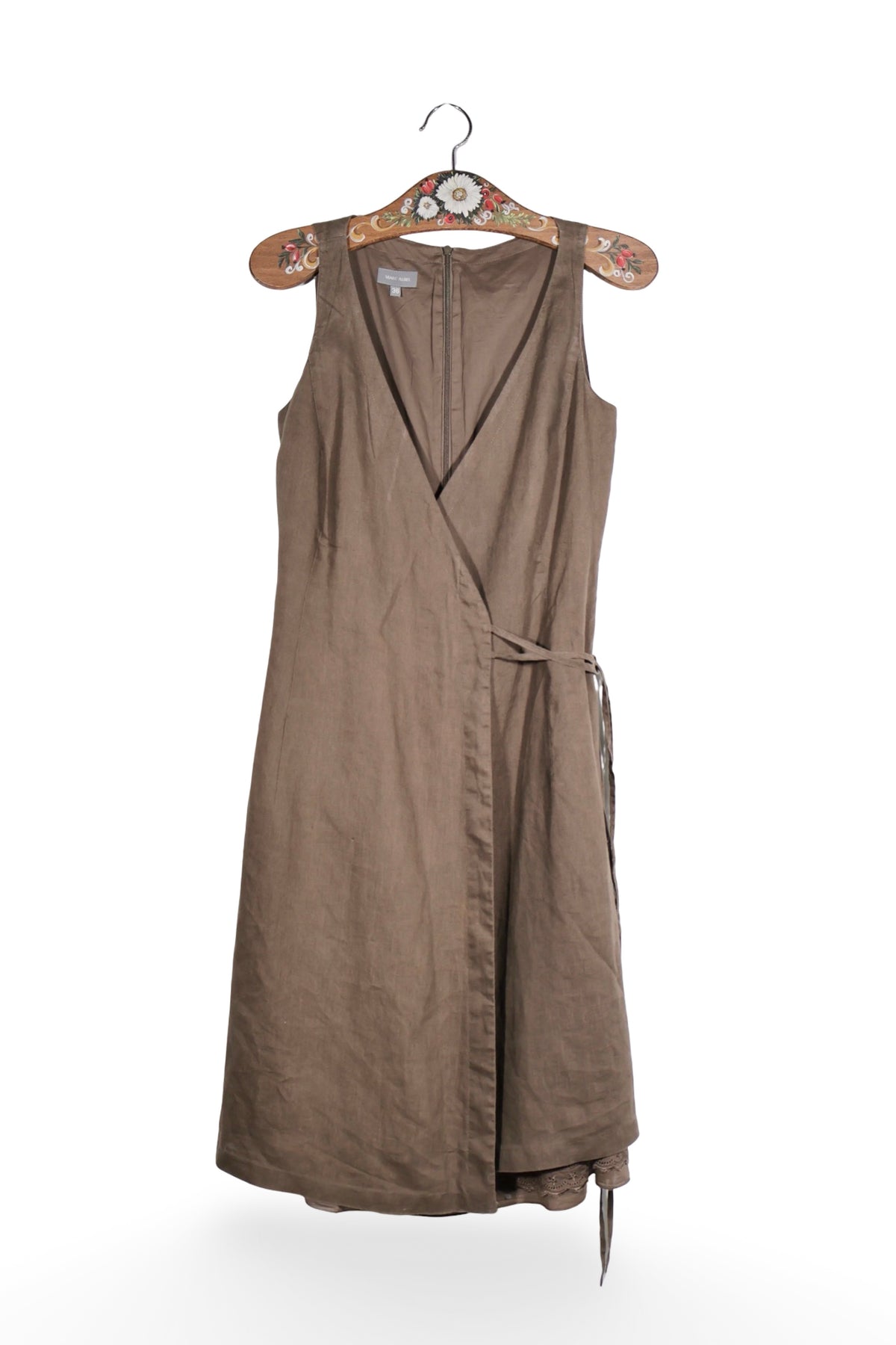 Rochie - Premium rochie petrecută maro taupe, cu falduri fluide – S – Femei - fata