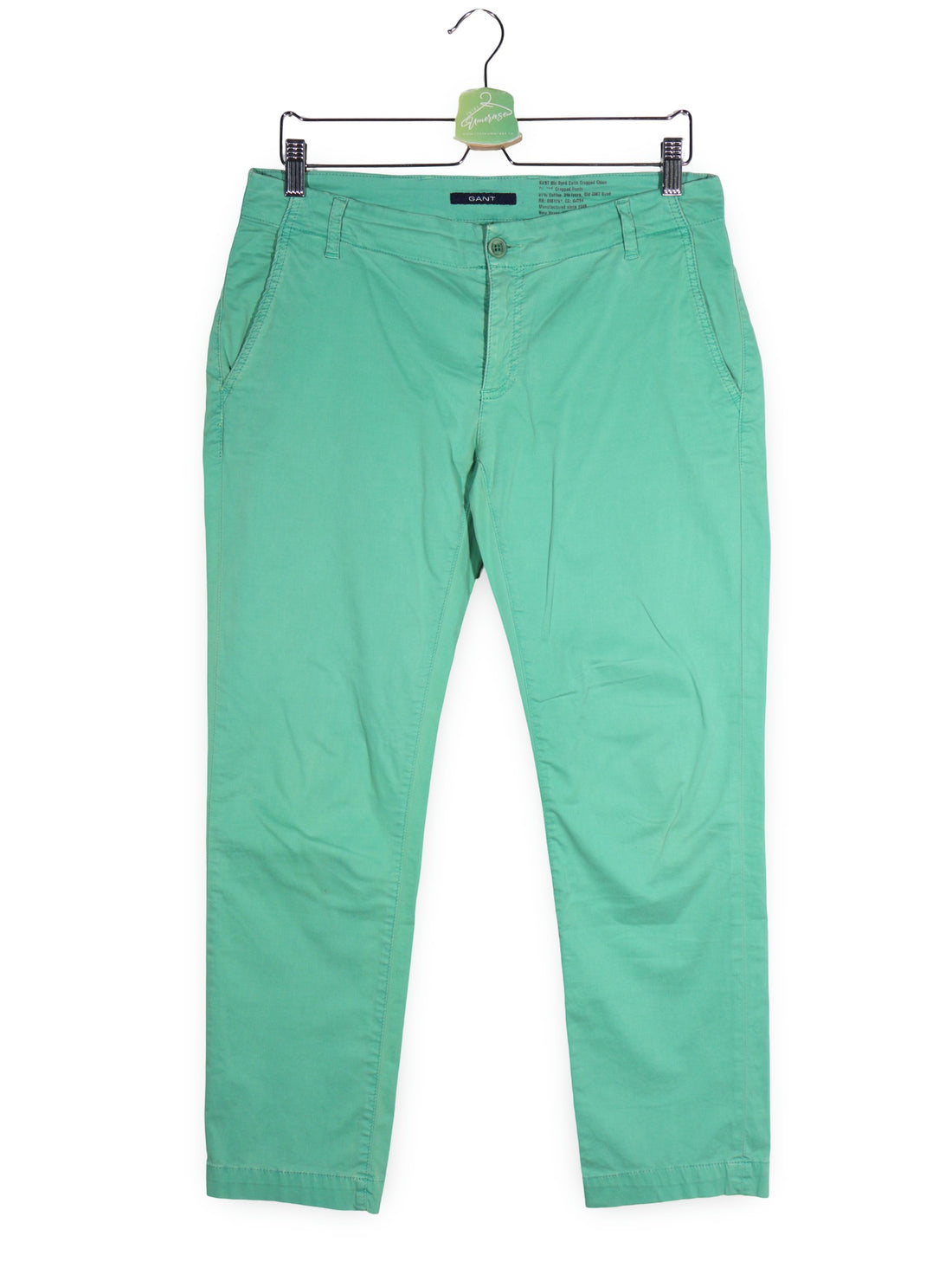 Pantaloni GANT verde mentă mărime M vedere din față second-hand premium
