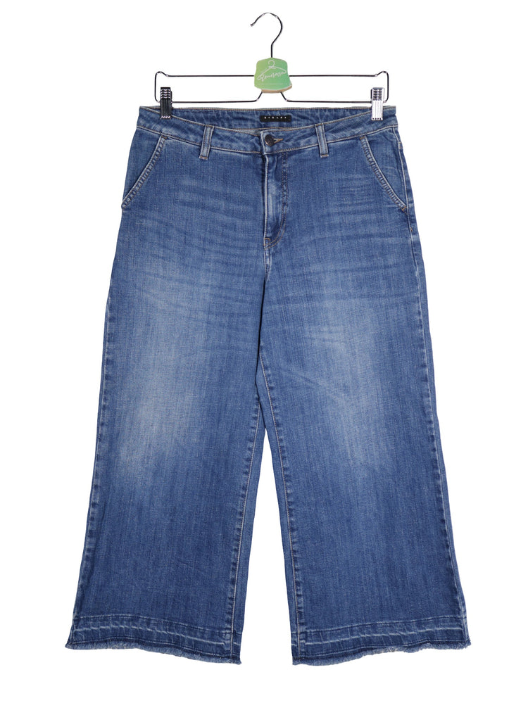 Blugi Sisley albastru denim mărime W30 vedere din față second-hand premium