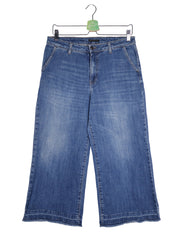 Blugi Sisley albastru denim mărime W30 vedere din față second-hand premium
