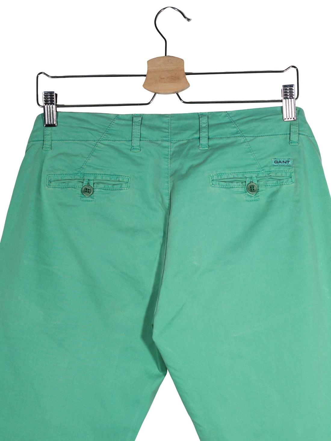 Pantaloni GANT verde mentă mărime M detaliu material și croială second-hand premium
