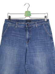 Blugi Sisley albastru denim mărime W30 detaliu material și croială second-hand premium