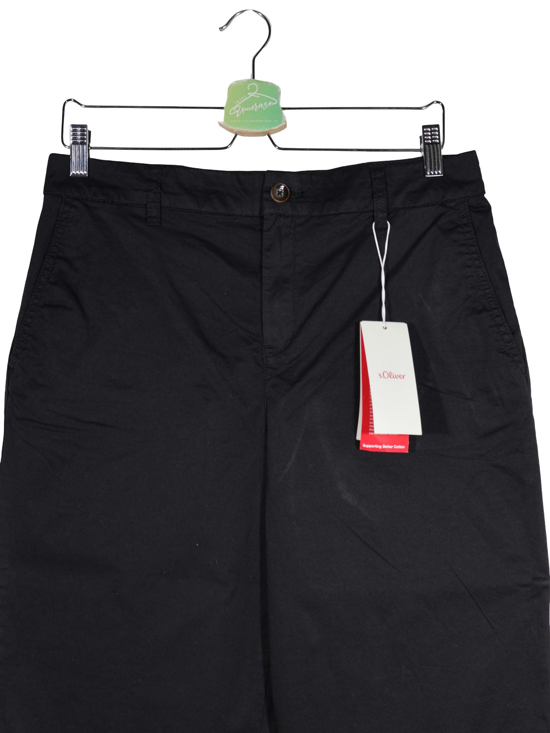 Pantaloni s.Oliver negru mărime L detaliu material și croială second-hand premium