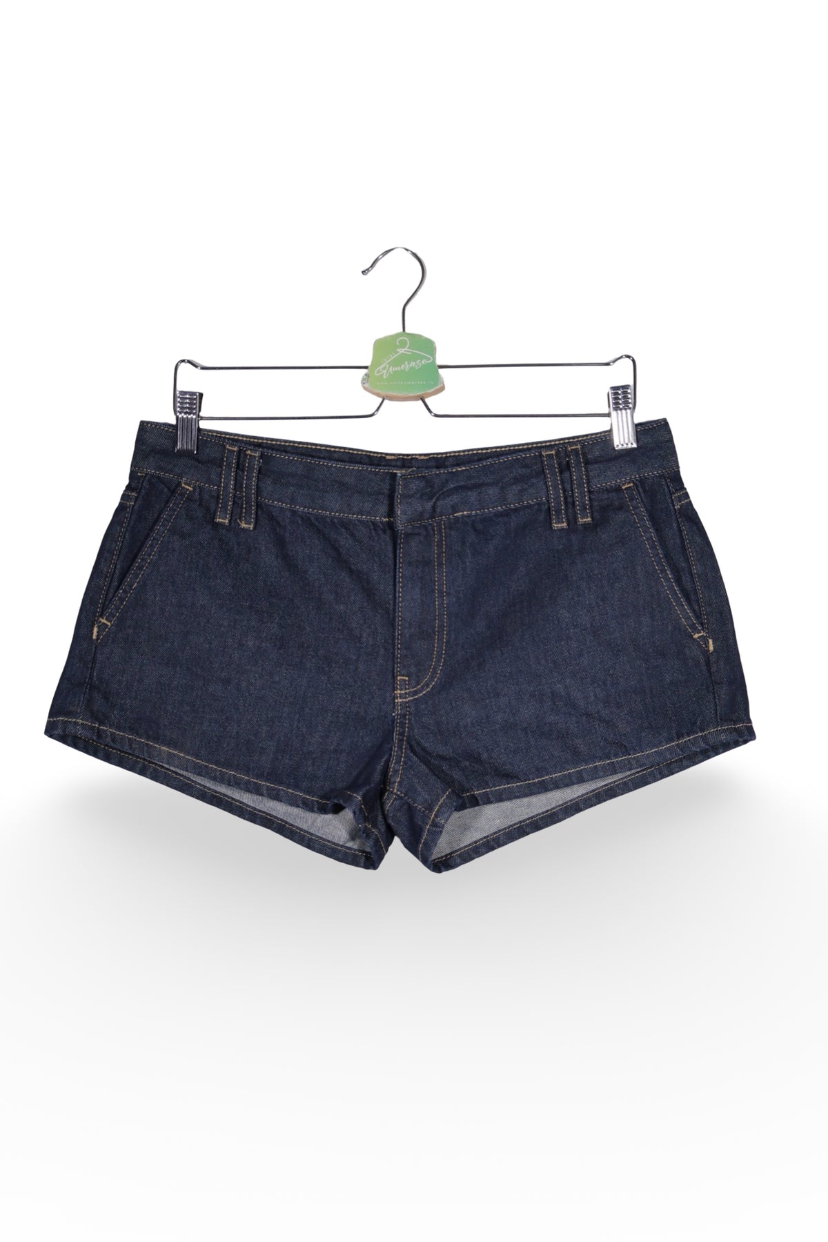 Blugi scurți - ZARA albaștri închiși din denim cu talie medie – M – Femei - fata