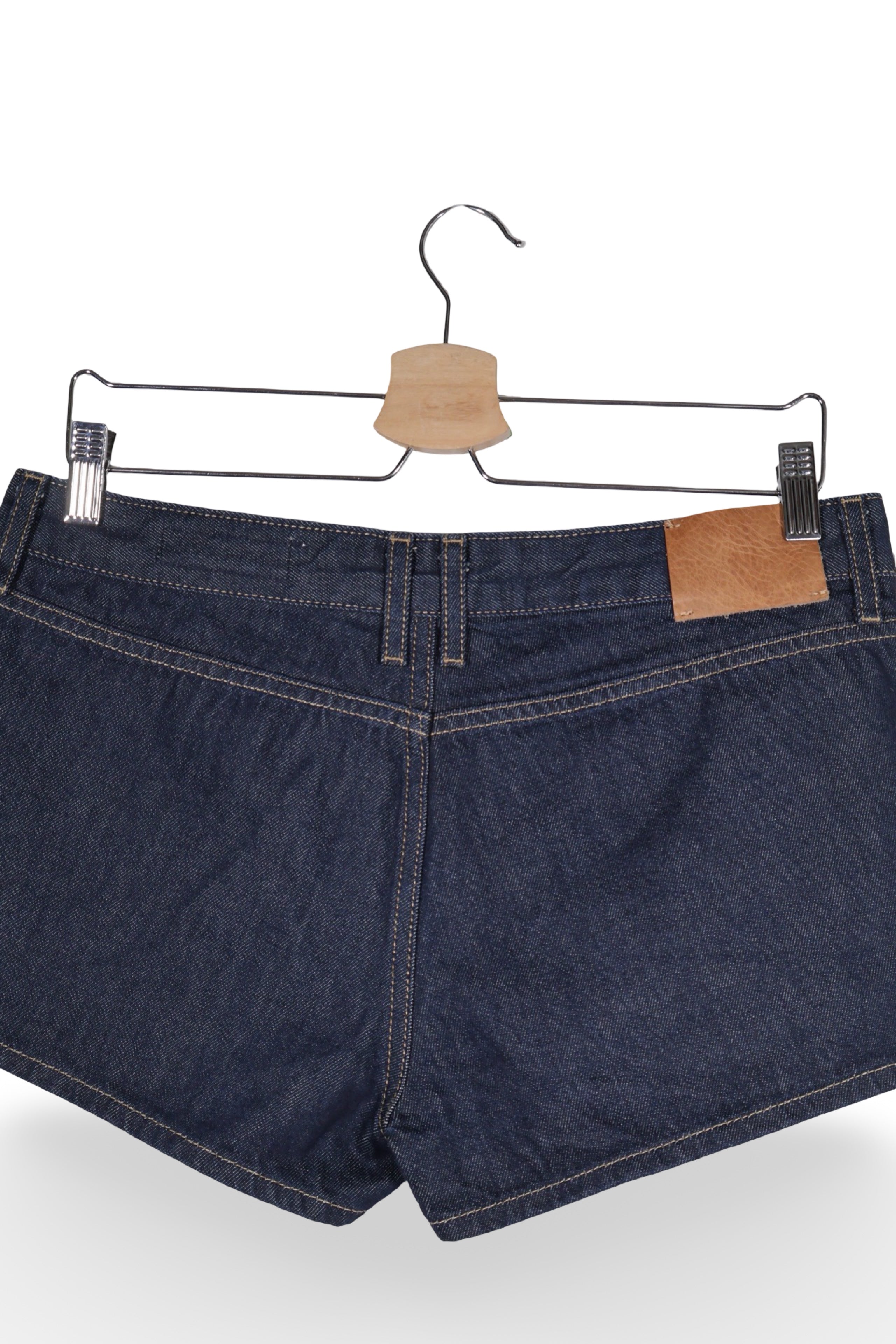 Blugi scurți - ZARA albaștri închiși din denim cu talie medie – M – Femei - spate