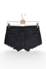 Blugi scurți - Hollister negri din denim prespalat cu margini franjurate – XS – Femei - spate