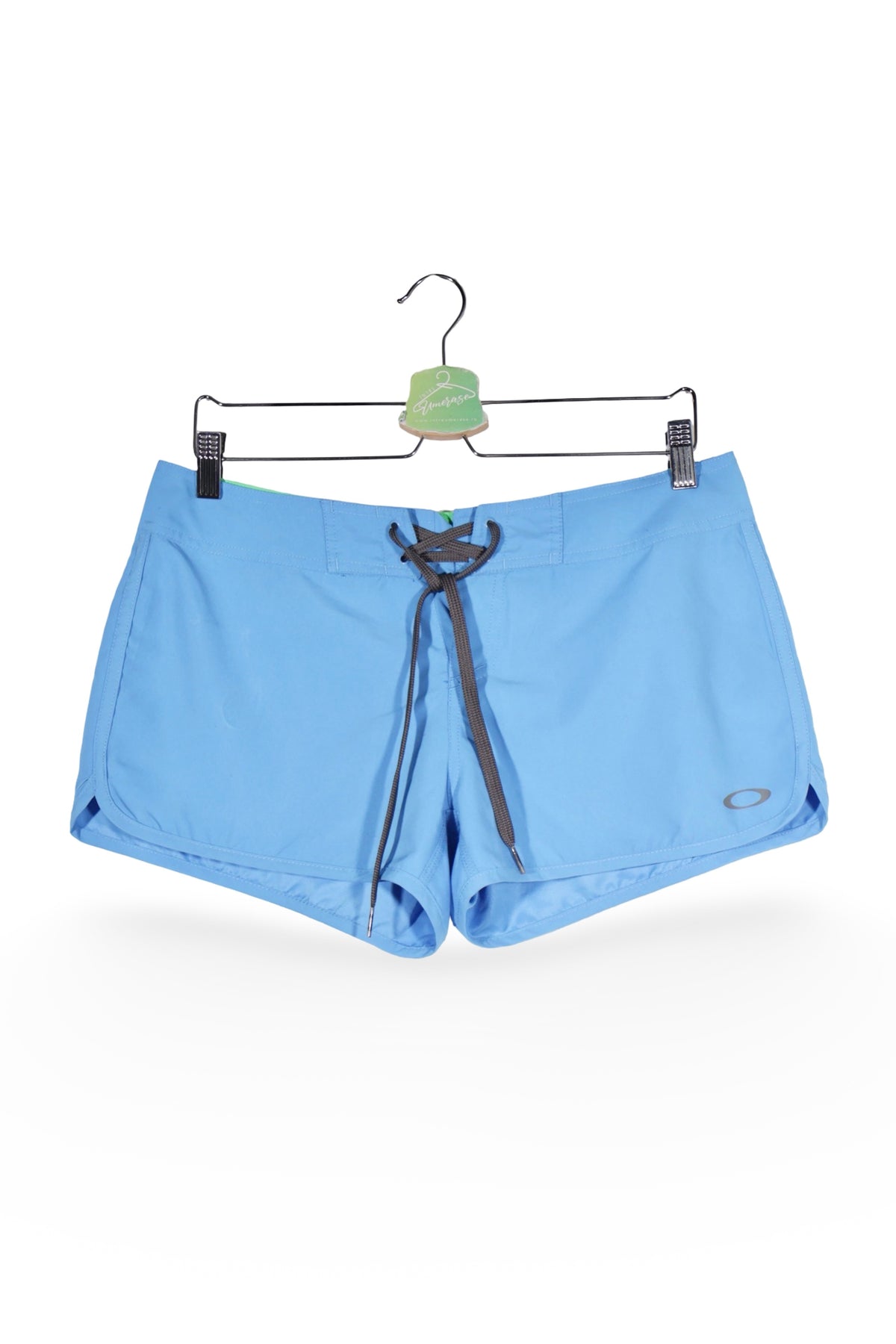 Pantaloni scurți - Premium albaștri din poliester cu croială scurtă – M – Femei - fata