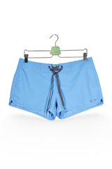 Pantaloni scurți - Premium albaștri din poliester cu croială scurtă – M – Femei - fata