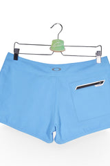 Pantaloni scurți - Premium albaștri din poliester cu croială scurtă – M – Femei - spate