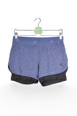 Pantaloni scurți - Adidas gri-albastrui din material tehnic cu strat dublu – S – Femei - fata