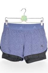 Pantaloni scurți - Adidas gri-albastrui din material tehnic cu strat dublu – S – Femei - detaliu