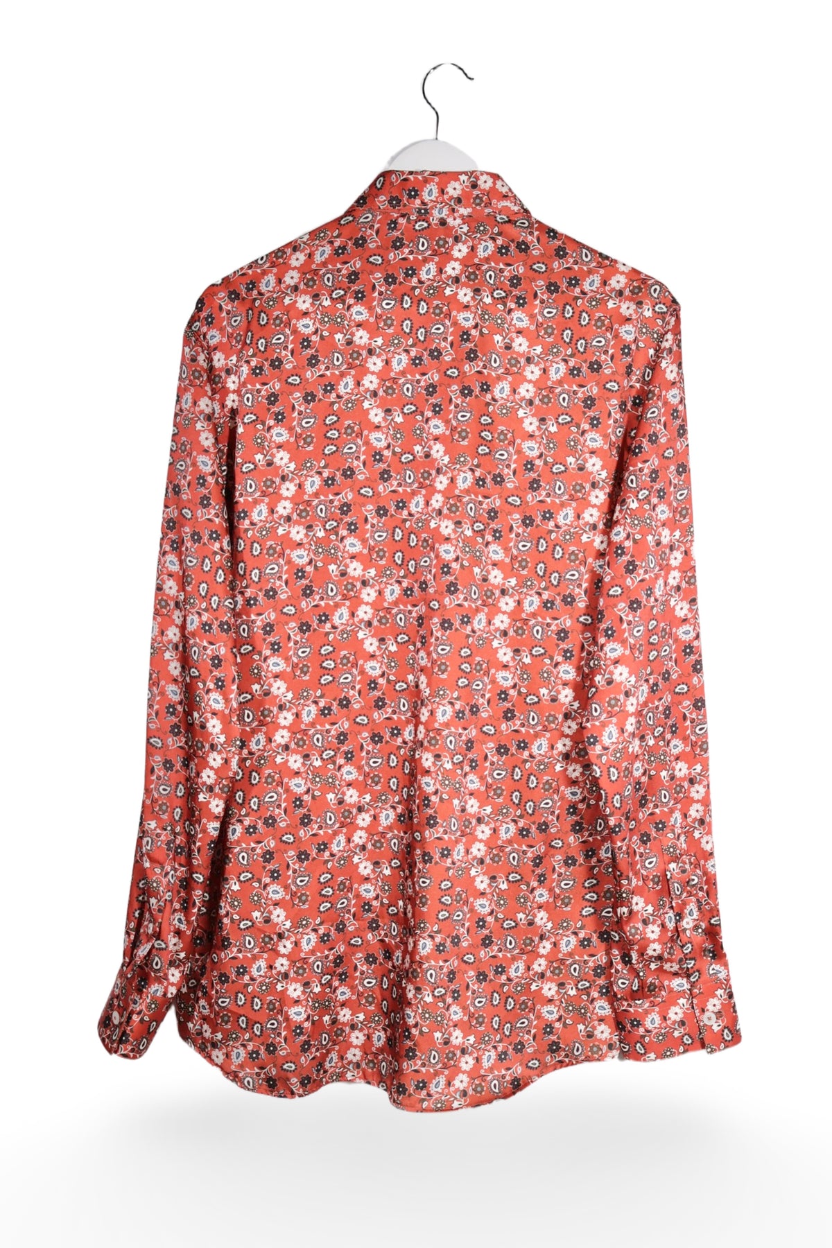 Cămașă - ZARA caramiziu cu imprimeu floral-paisley – L – Bărbați - spate