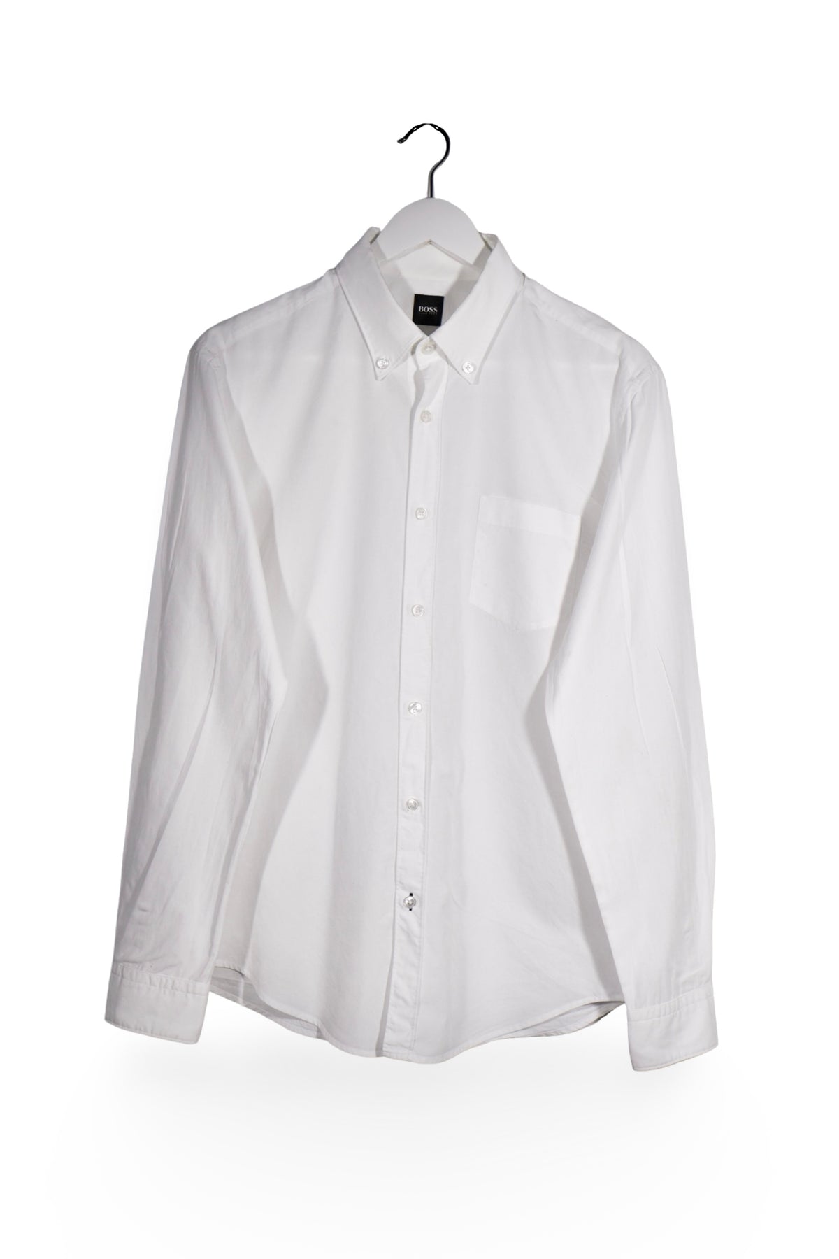 Cămașă - Hugo Boss alb din bumbac cu croială slim fit – L – Bărbați - fata