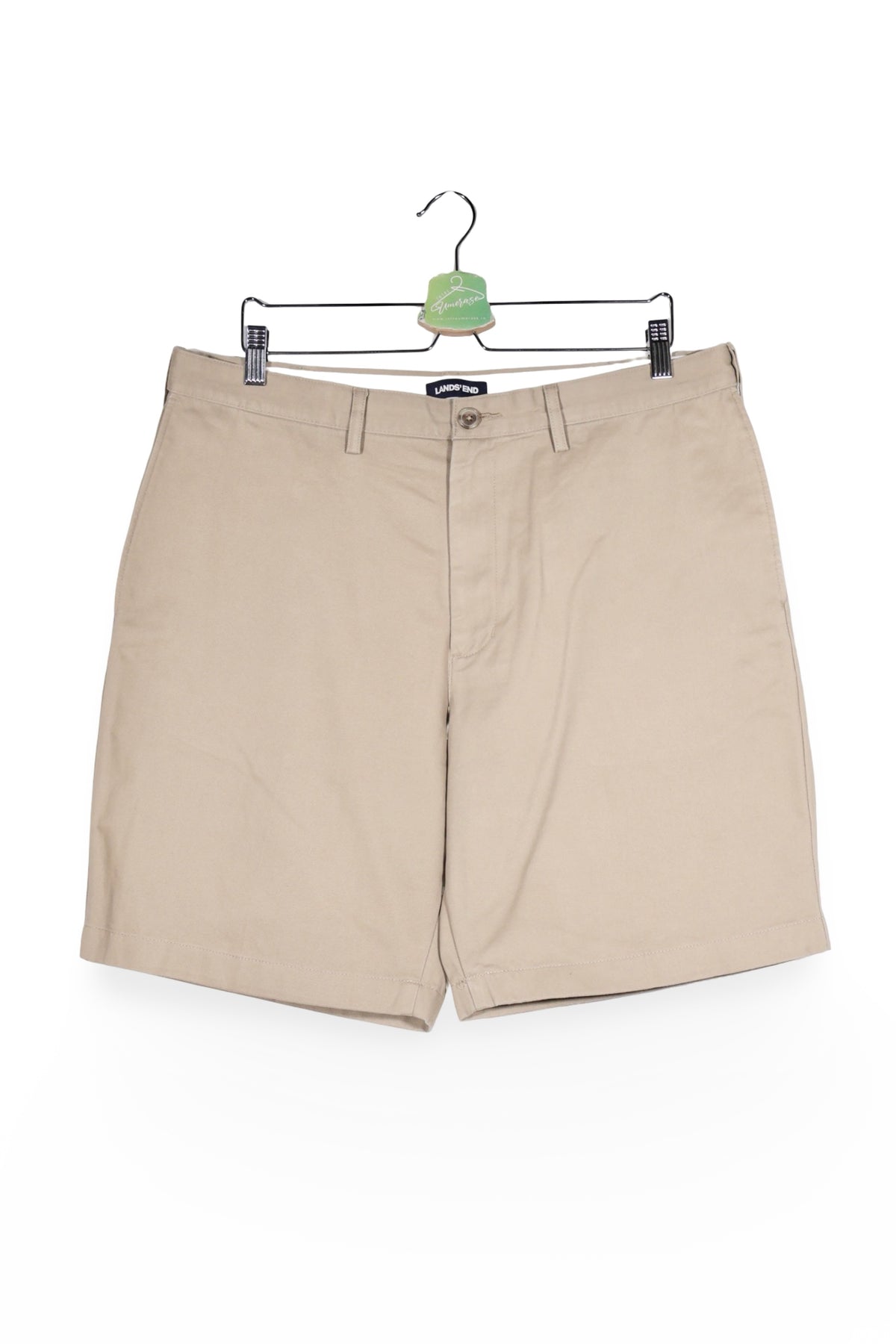 Pantaloni scurți - Lands' End bej din bumbac cu croială clasică – L – Bărbați - fata