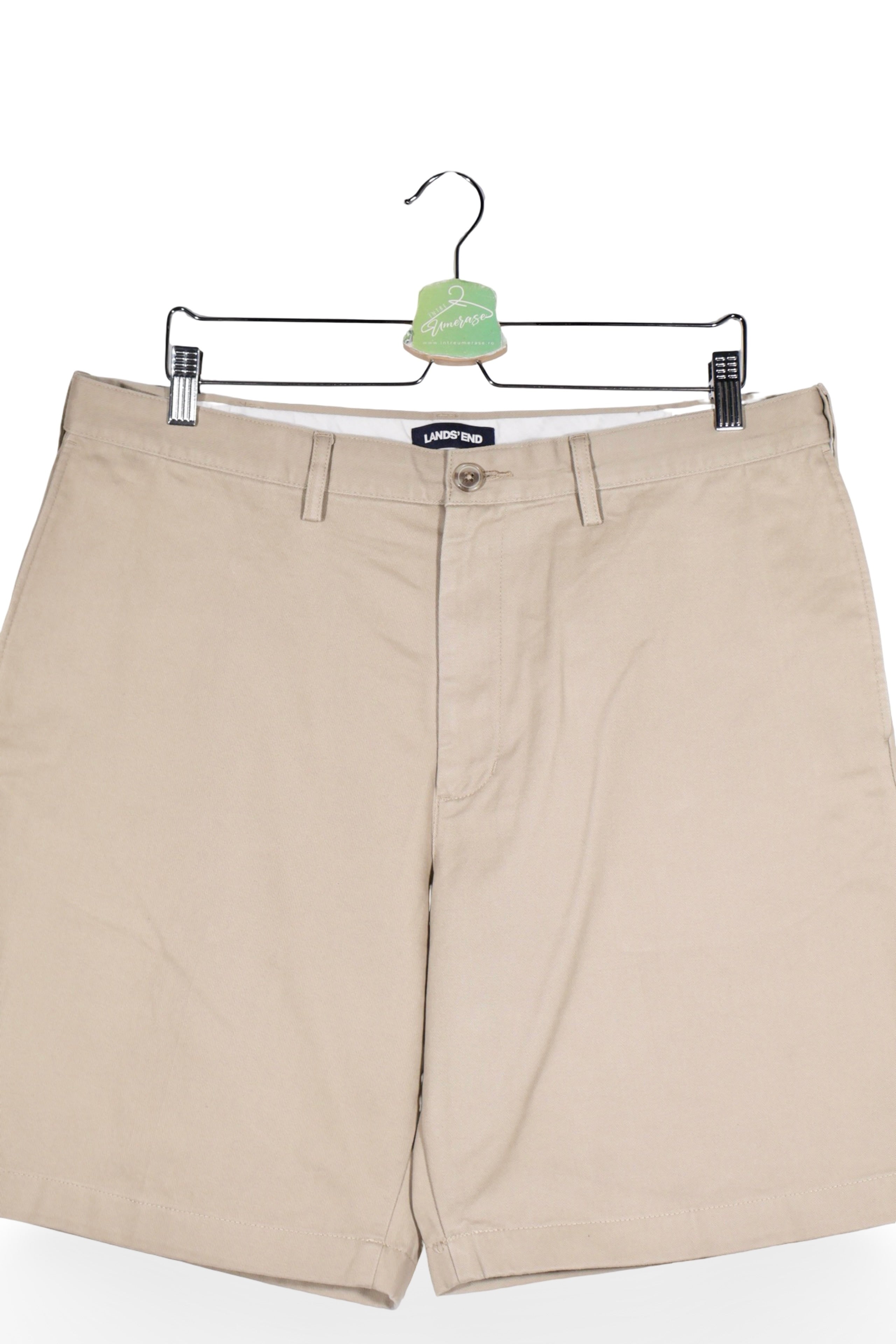 Pantaloni scurți - Lands' End bej din bumbac cu croială clasică – L – Bărbați - detaliu