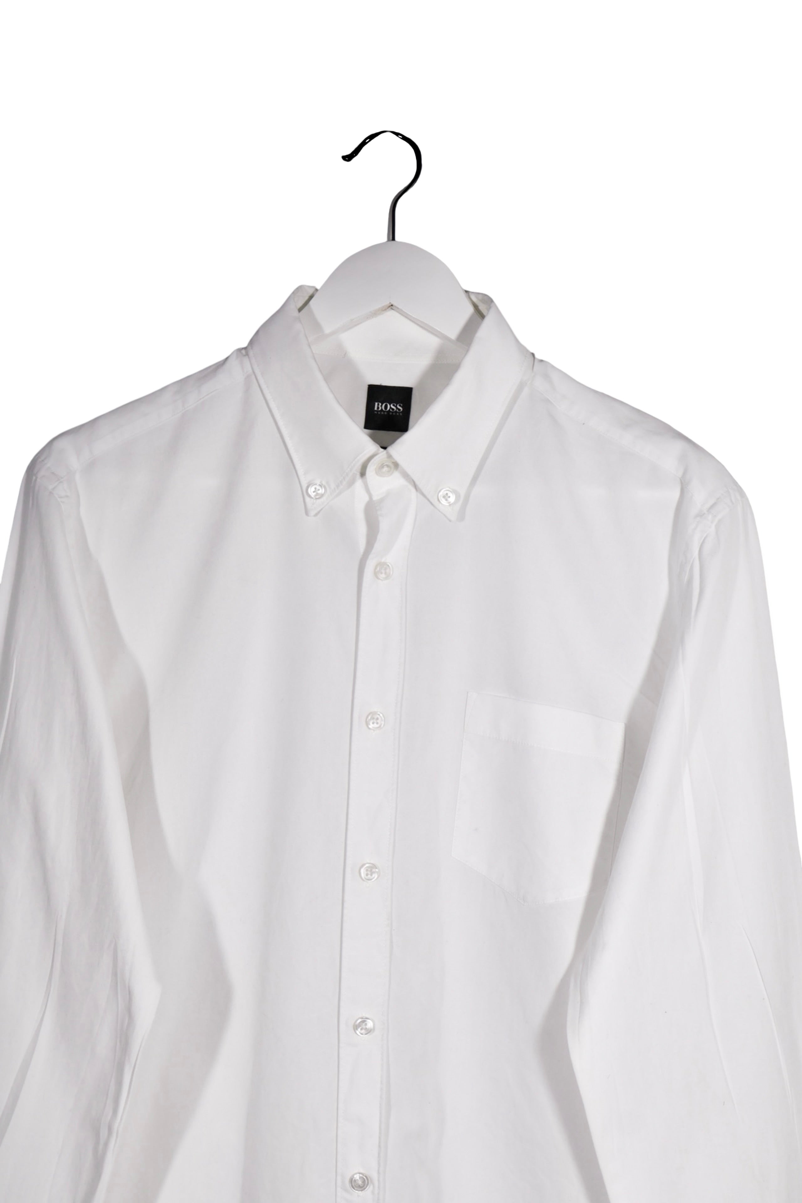 Cămașă - Hugo Boss alb din bumbac cu croială slim fit – L – Bărbați - detaliu