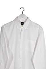 Cămașă - Hugo Boss alb din bumbac cu croială slim fit – L – Bărbați - detaliu