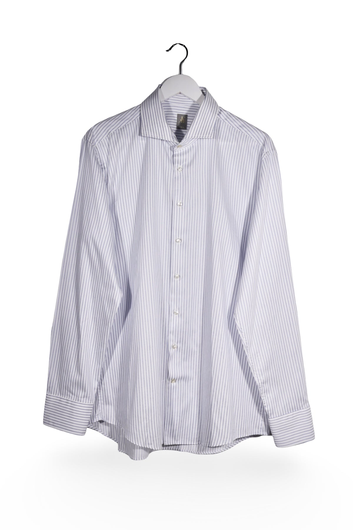 Cămașă - Jacques Britt albă cu dungi albastre și croială slim fit – XL – Bărbați - fata