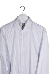 Cămașă - Jacques Britt albă cu dungi albastre și croială slim fit – XL – Bărbați - detaliu