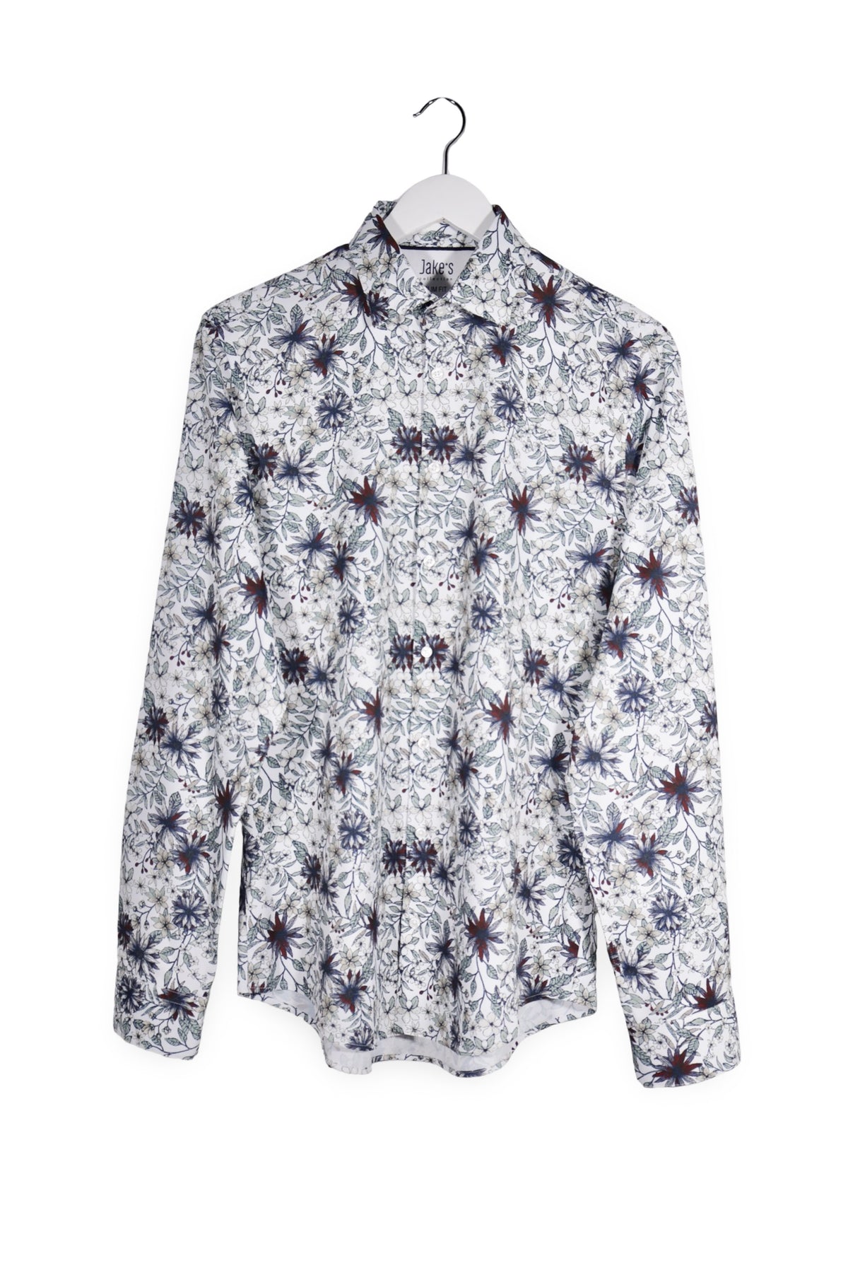 Cămașă - Jake's alb cu imprimeu floral si croiala slim fit – S – Bărbați - fata