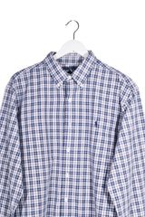 Cămașă - RALPH LAUREN albă cu carouri bleumarin și roșii, din bumbac – XL – Bărbați - detaliu