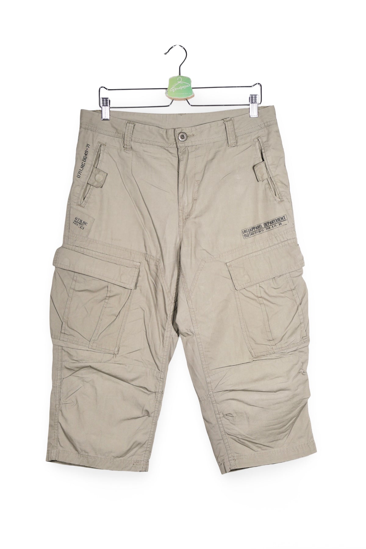 Pantaloni 2/3 - C&A bej din bumbac cu buzunare cargo – L – Bărbați - fata