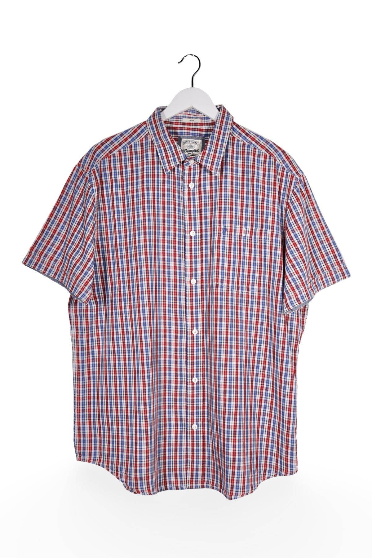 Cămașă - Wrangler in carouri albastre si rosii din bumbac – XL – Bărbați - fata