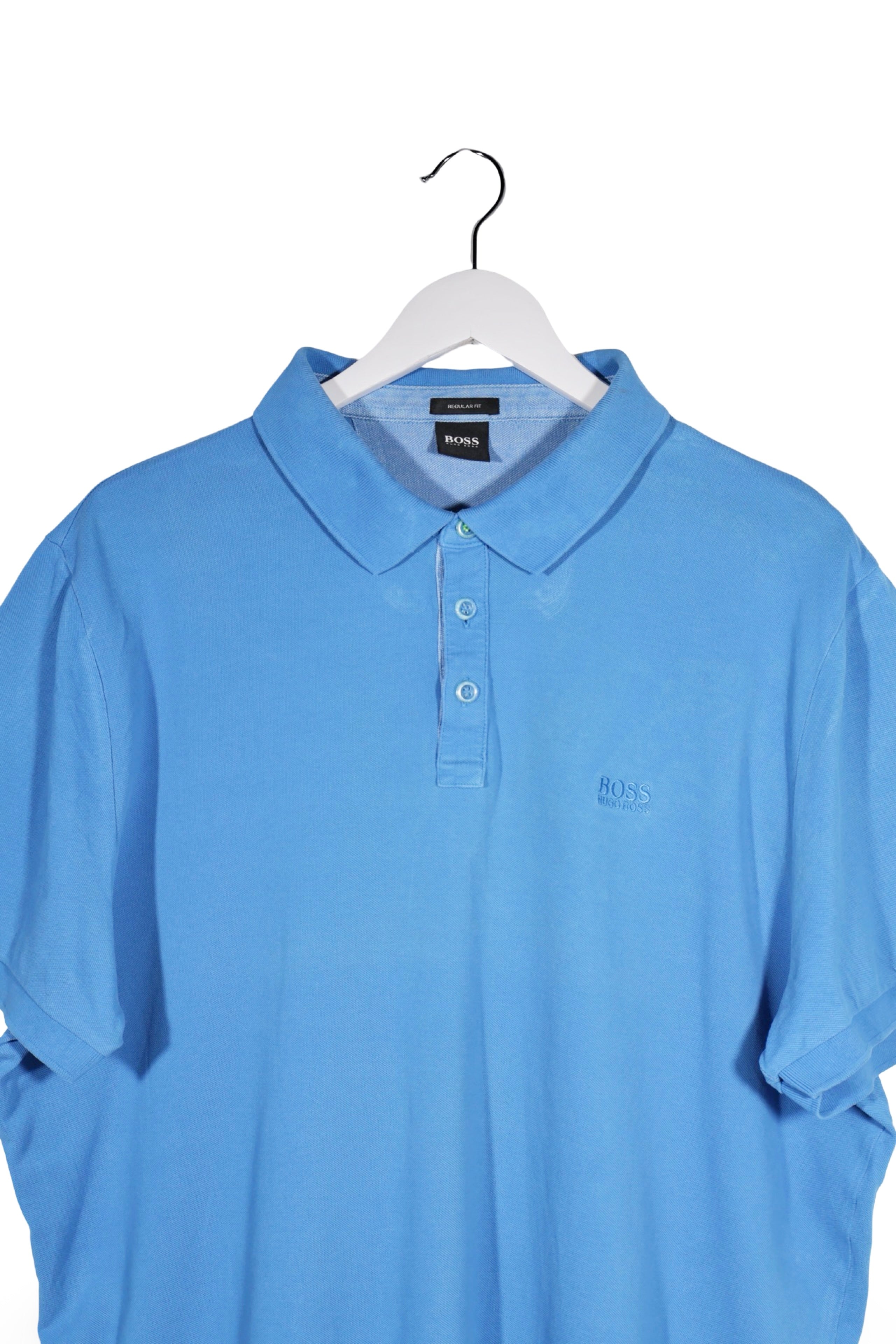Tricou - Hugo Boss albastru din bumbac cu croială regular – 3XL – Bărbați - detaliu