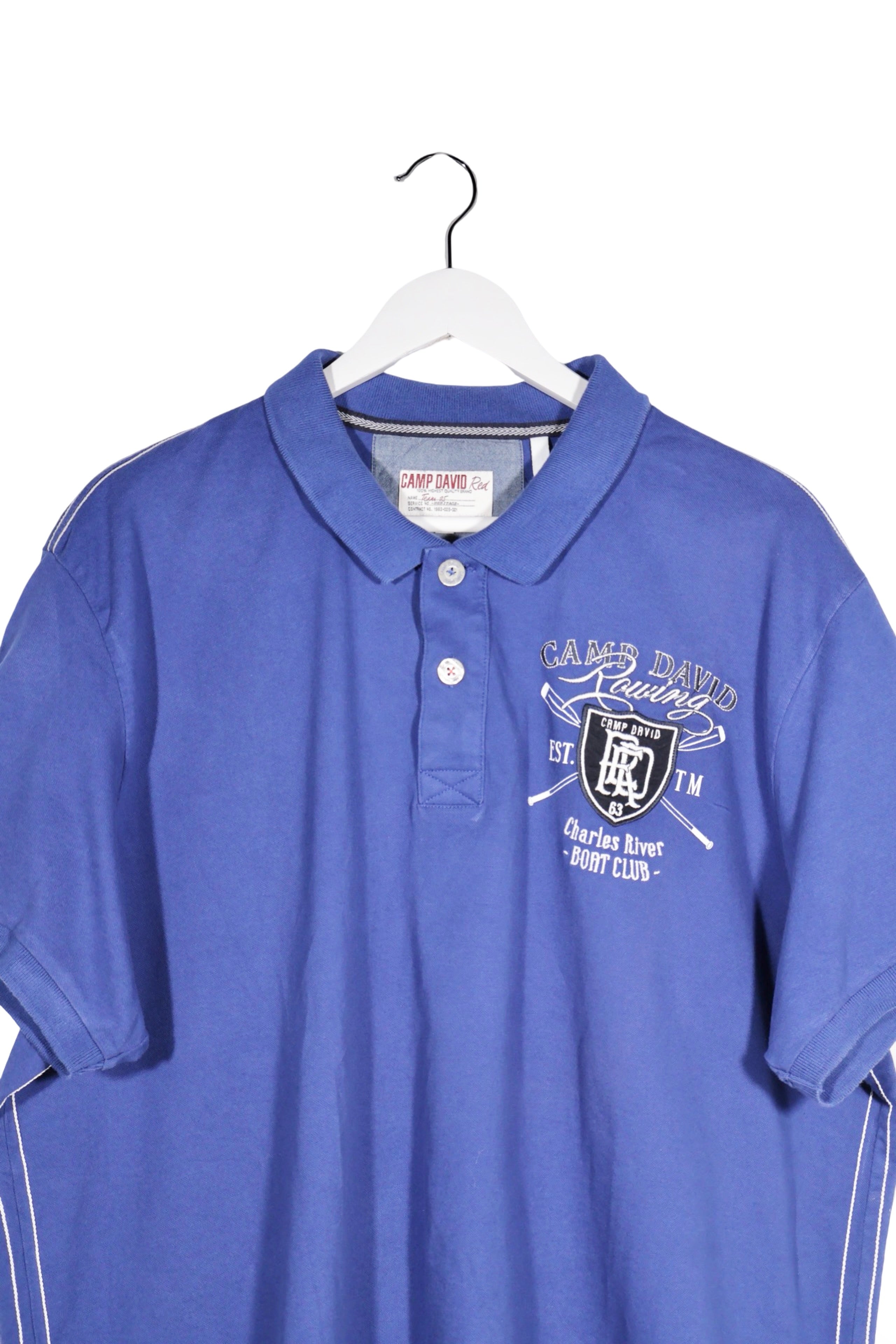 Tricou - Camp David albastru cu imprimeu frontal si croiala relaxata – 3XL – Bărbați - detaliu