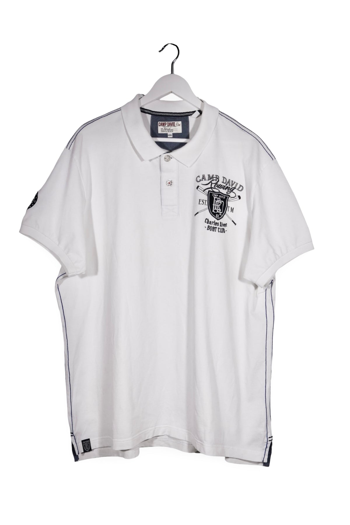 Tricou - Camp David alb din bumbac cu detalii contrastante – 3XL – Bărbați - fata