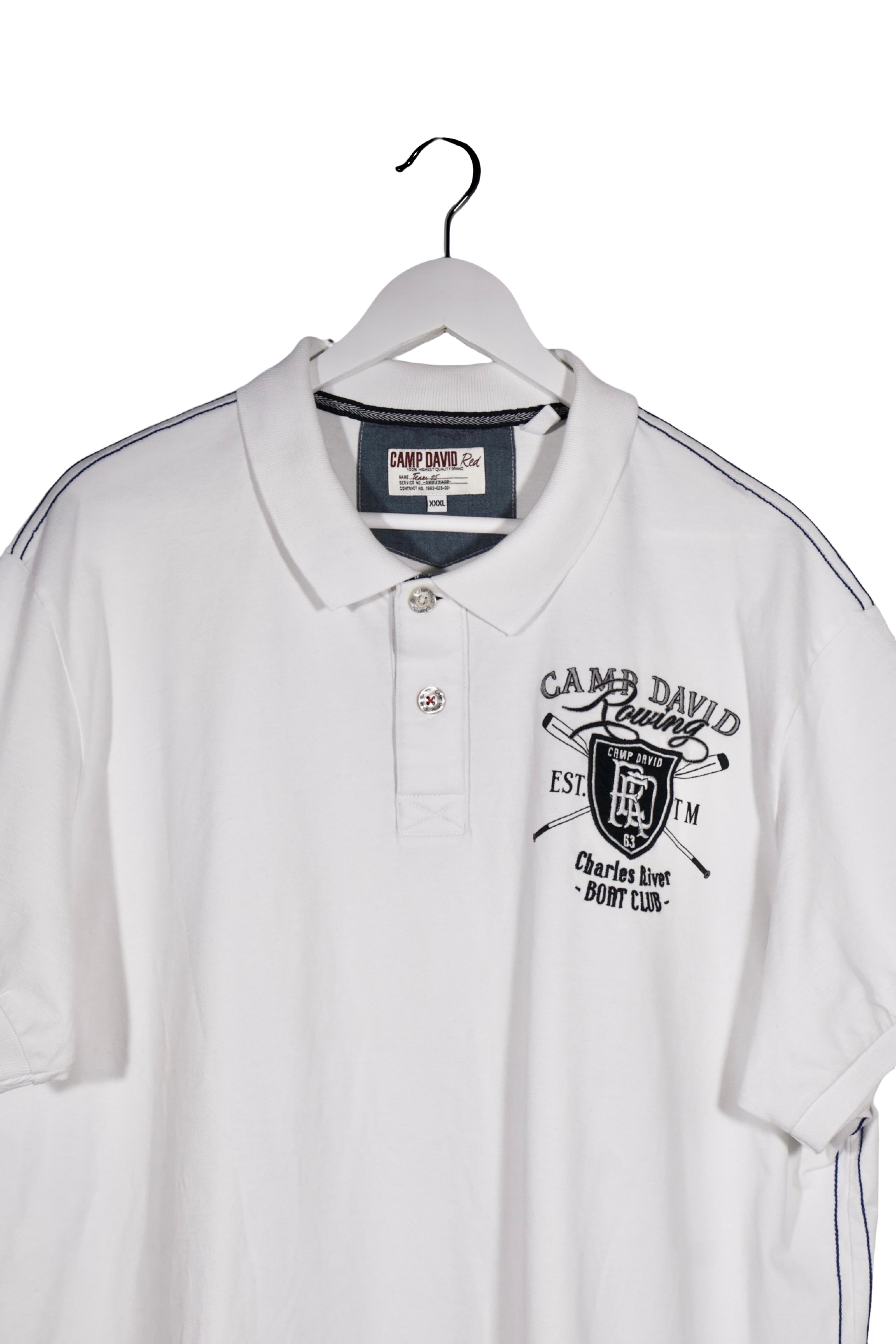 Tricou - Camp David alb din bumbac cu detalii contrastante – 3XL – Bărbați - detaliu