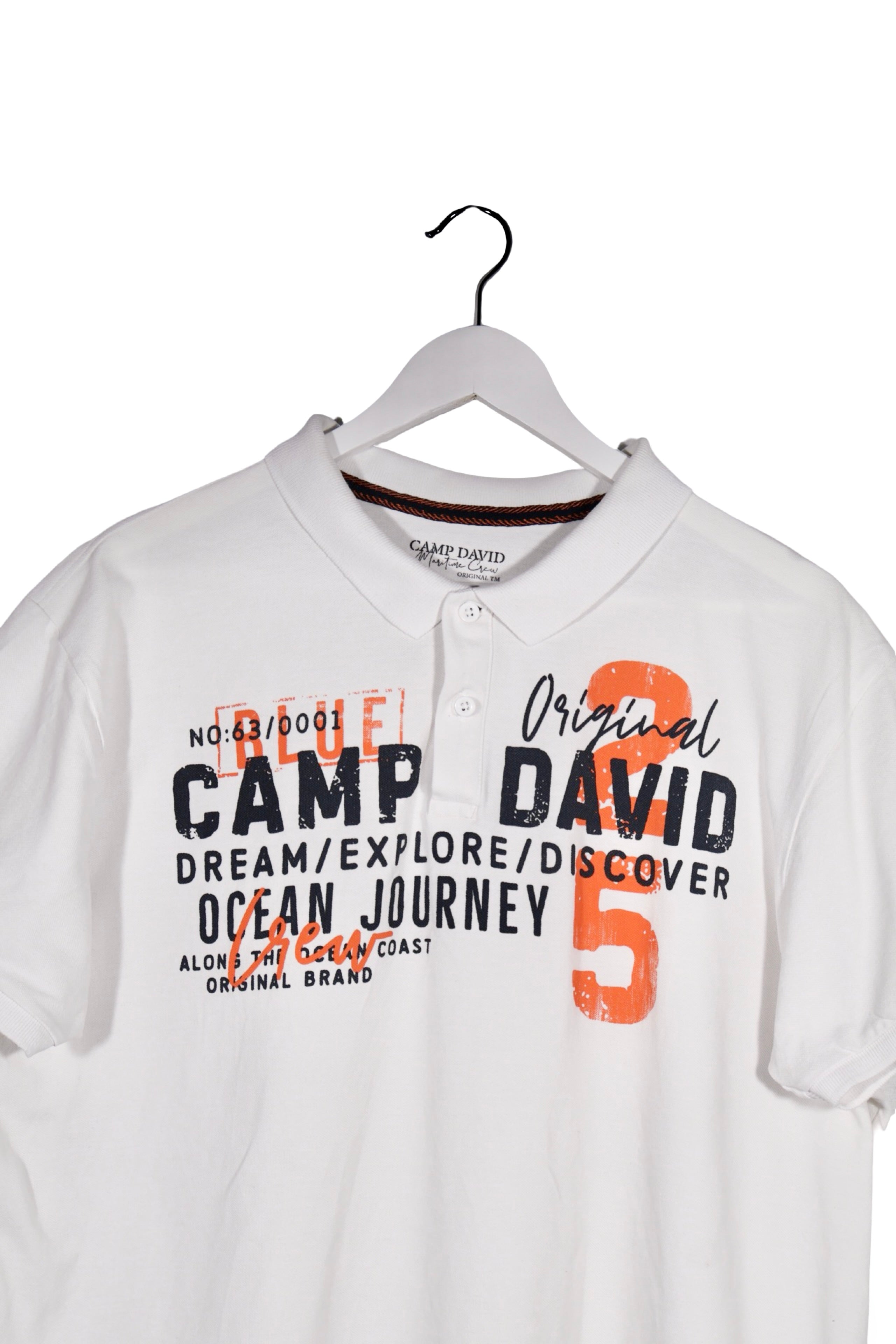 Tricou - Camp David alb din bumbac cu imprimeu grafic – XXL – Bărbați - detaliu