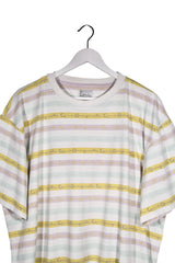 Tricou - Karl Kani alb crem cu dungi pastel si imprimeu repetat – XXL – Bărbați - detaliu