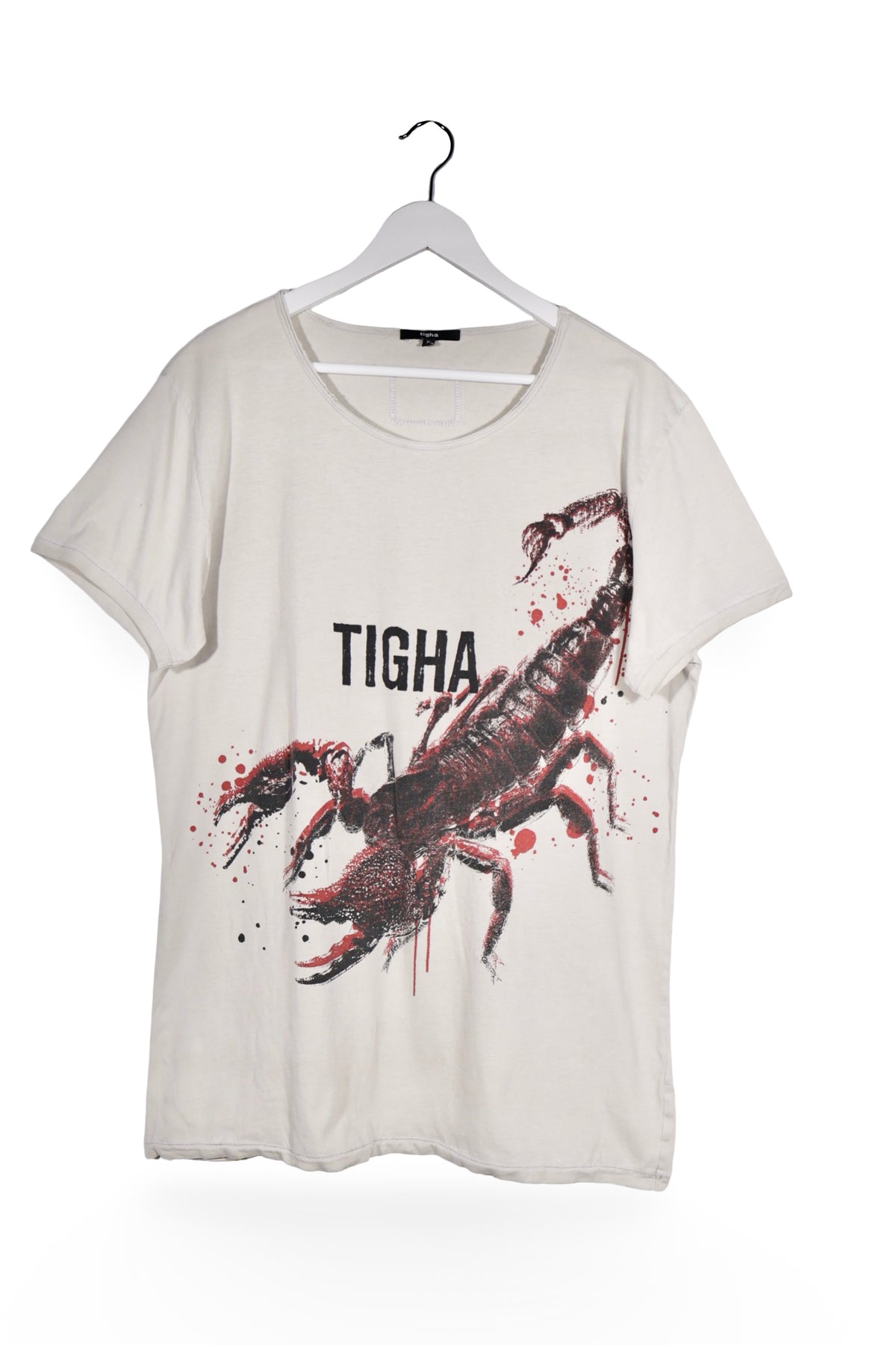 Tricou - Tigha alb murdar din bumbac cu print grafic scorpion – XL – Bărbați - fata