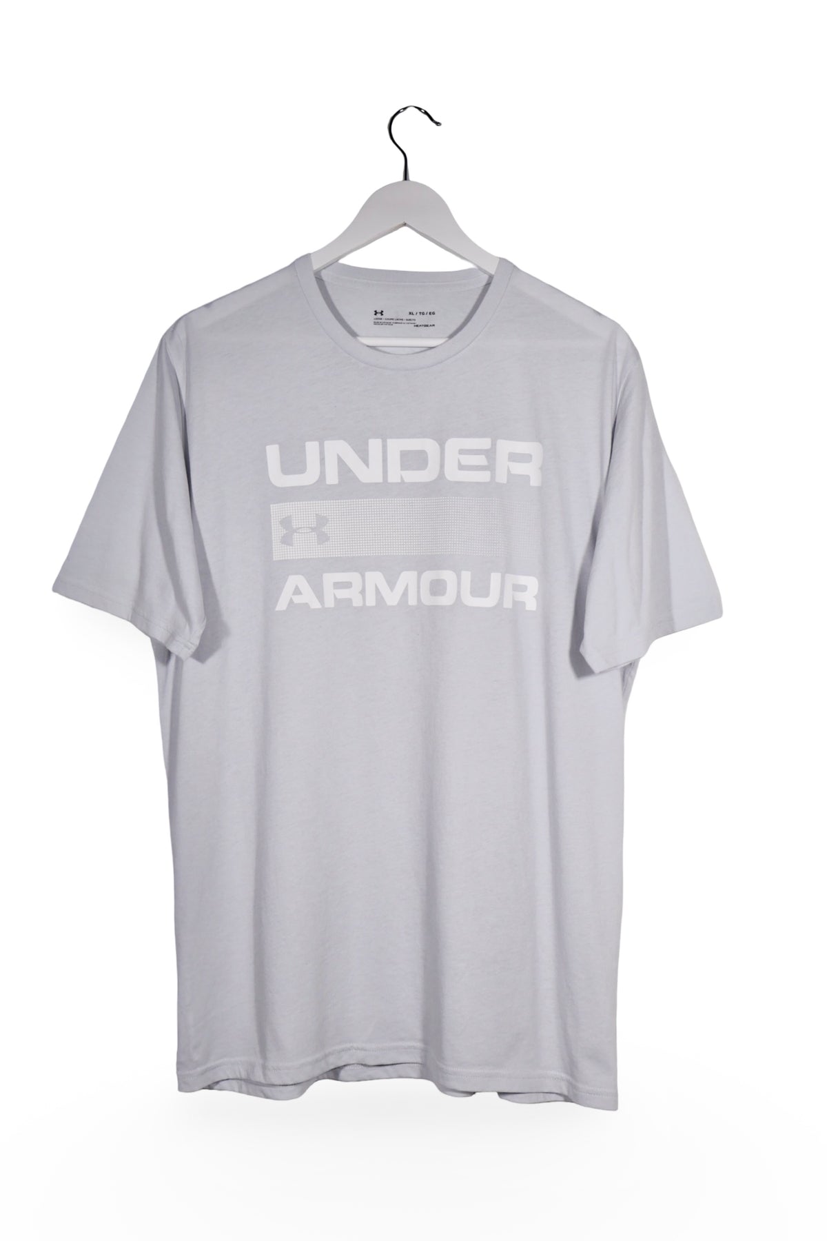 Tricou - Under Armour gri deschis cu imprimeu frontal mare – XL – Bărbați - fata