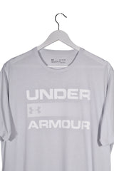 Tricou - Under Armour gri deschis cu imprimeu frontal mare – XL – Bărbați - detaliu