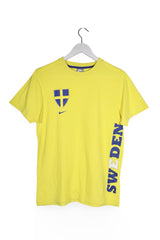 Tricou - NIKE galben din bumbac cu print frontal si spate grafic – S – Femei - fata