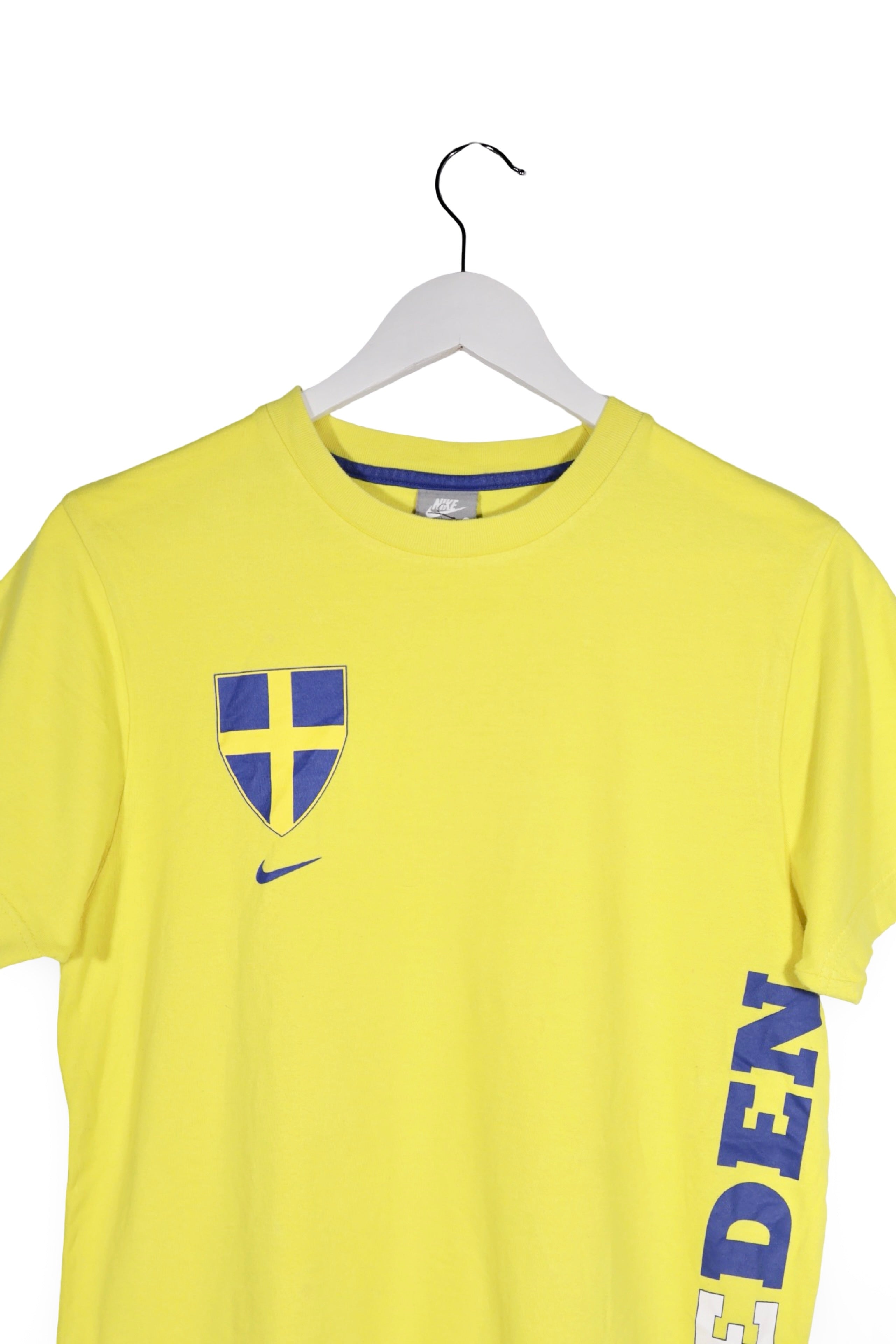 Tricou - NIKE galben din bumbac cu print frontal si spate grafic – S – Femei - detaliu