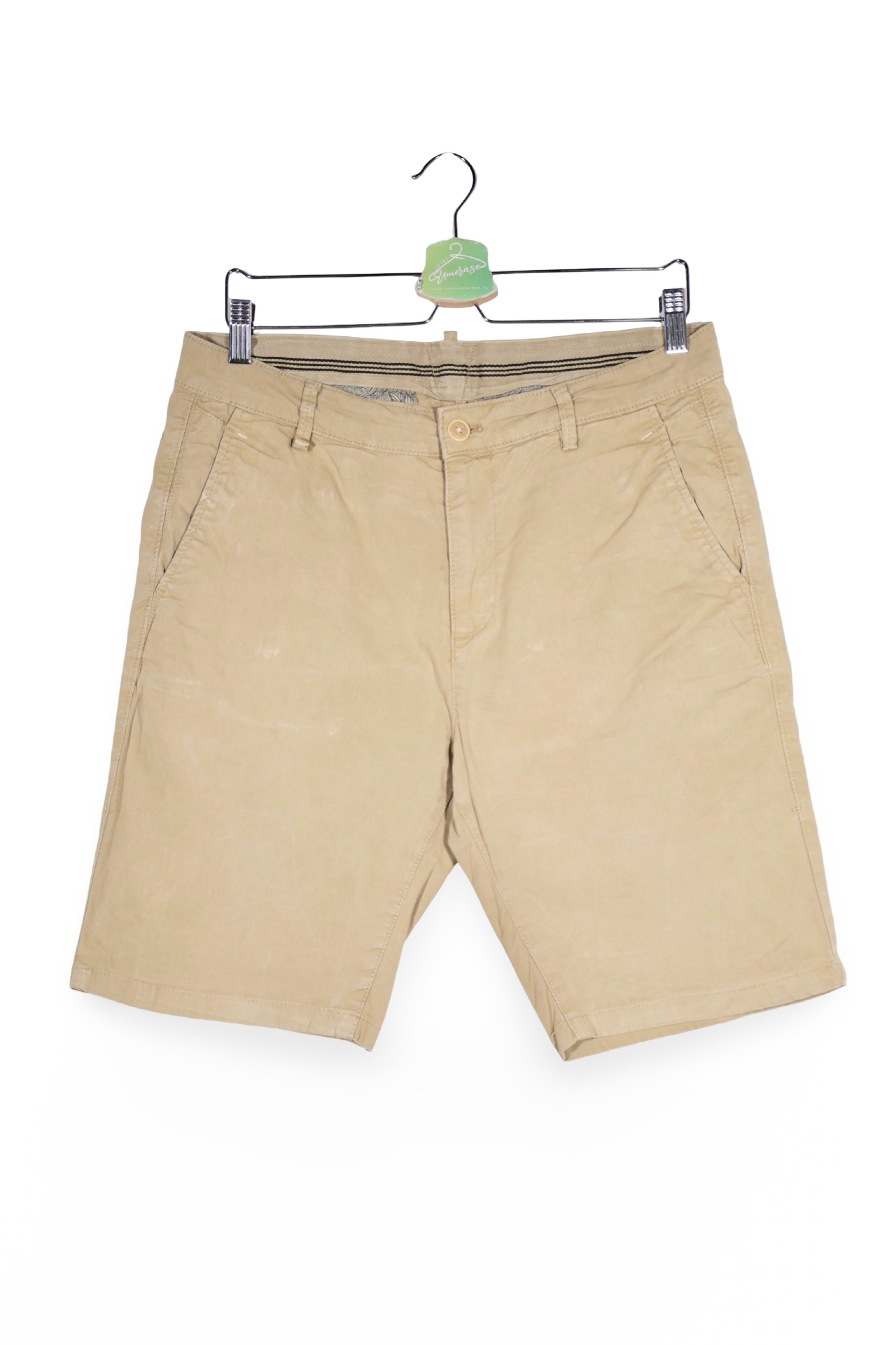 Pantaloni scurți - Zara bej din bumbac cu croiala dreapta – S – Bărbați - fata