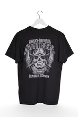 Tricou - Harley-Davidson negru din bumbac cu print grafic – M – Bărbați - spate