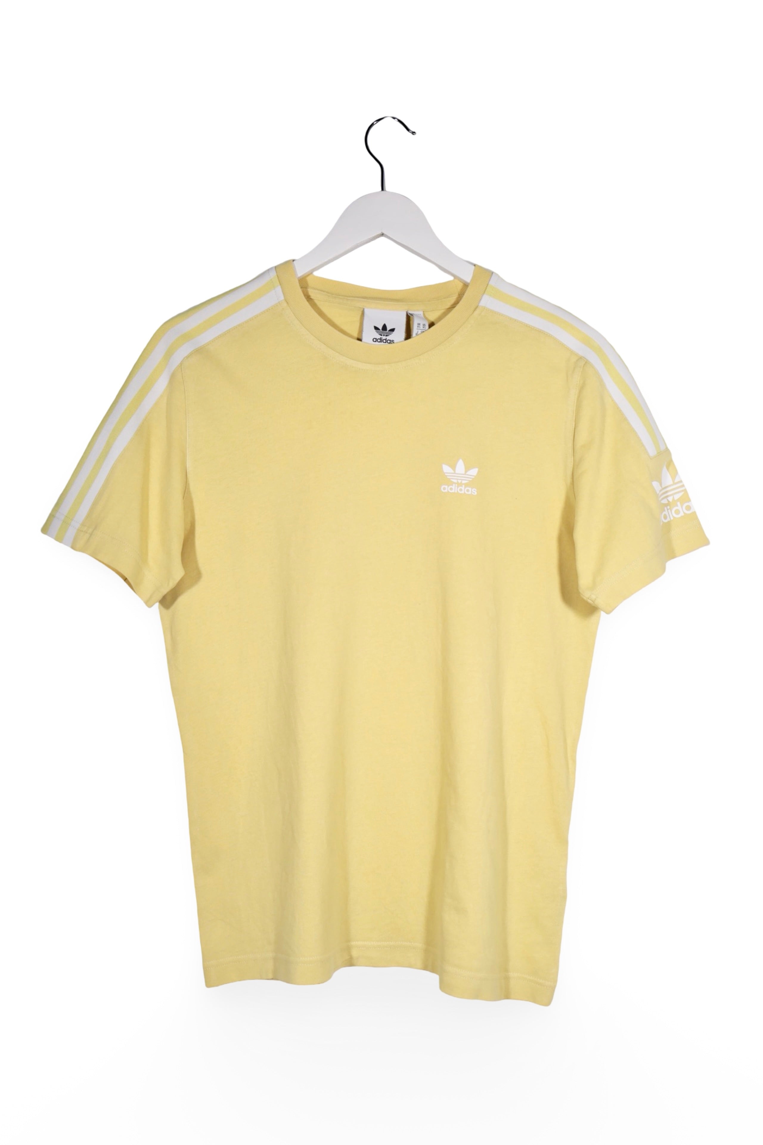 Tricou - Adidas galben deschis din bumbac cu dungi pe umeri – XS – Bărbați - fata