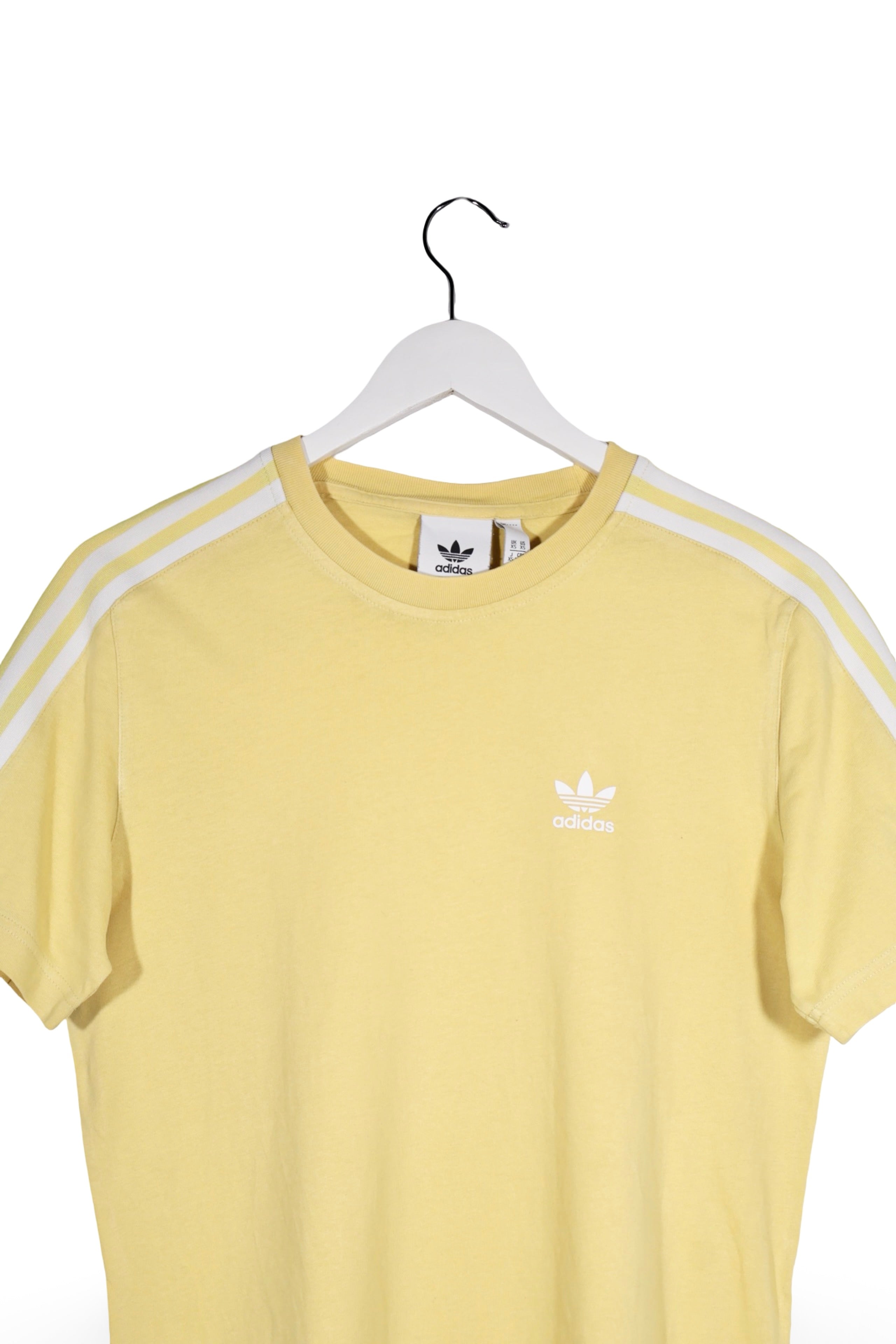 Tricou - Adidas galben deschis din bumbac cu dungi pe umeri – XS – Bărbați - detaliu