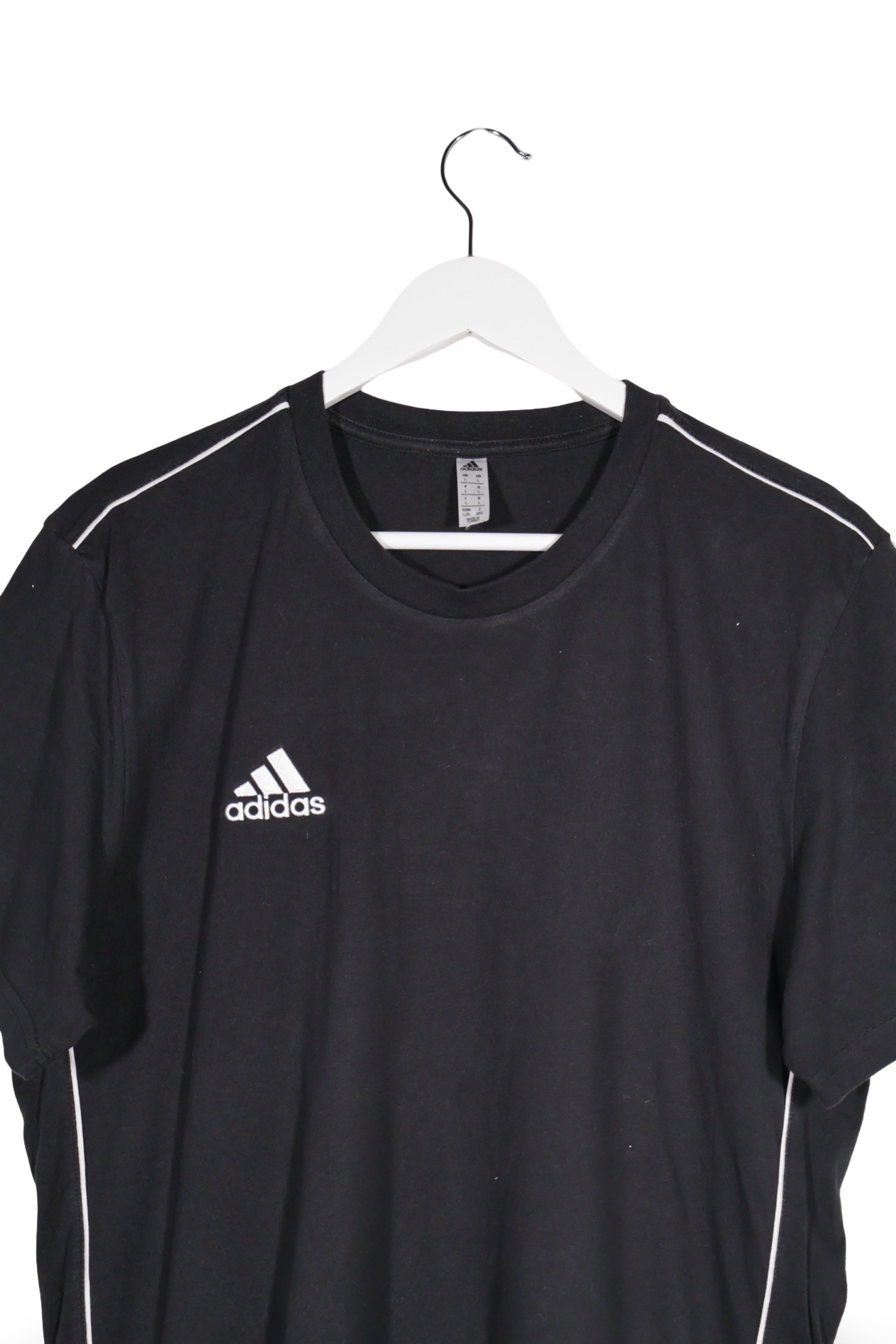Tricou - Adidas negru din bumbac cu linii laterale contrastante – L – Bărbați - detaliu