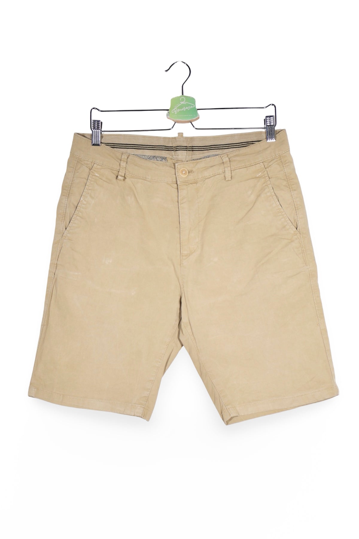 Pantaloni scurți - Zara bej din bumbac cu croiala dreapta – S – Bărbați - fata