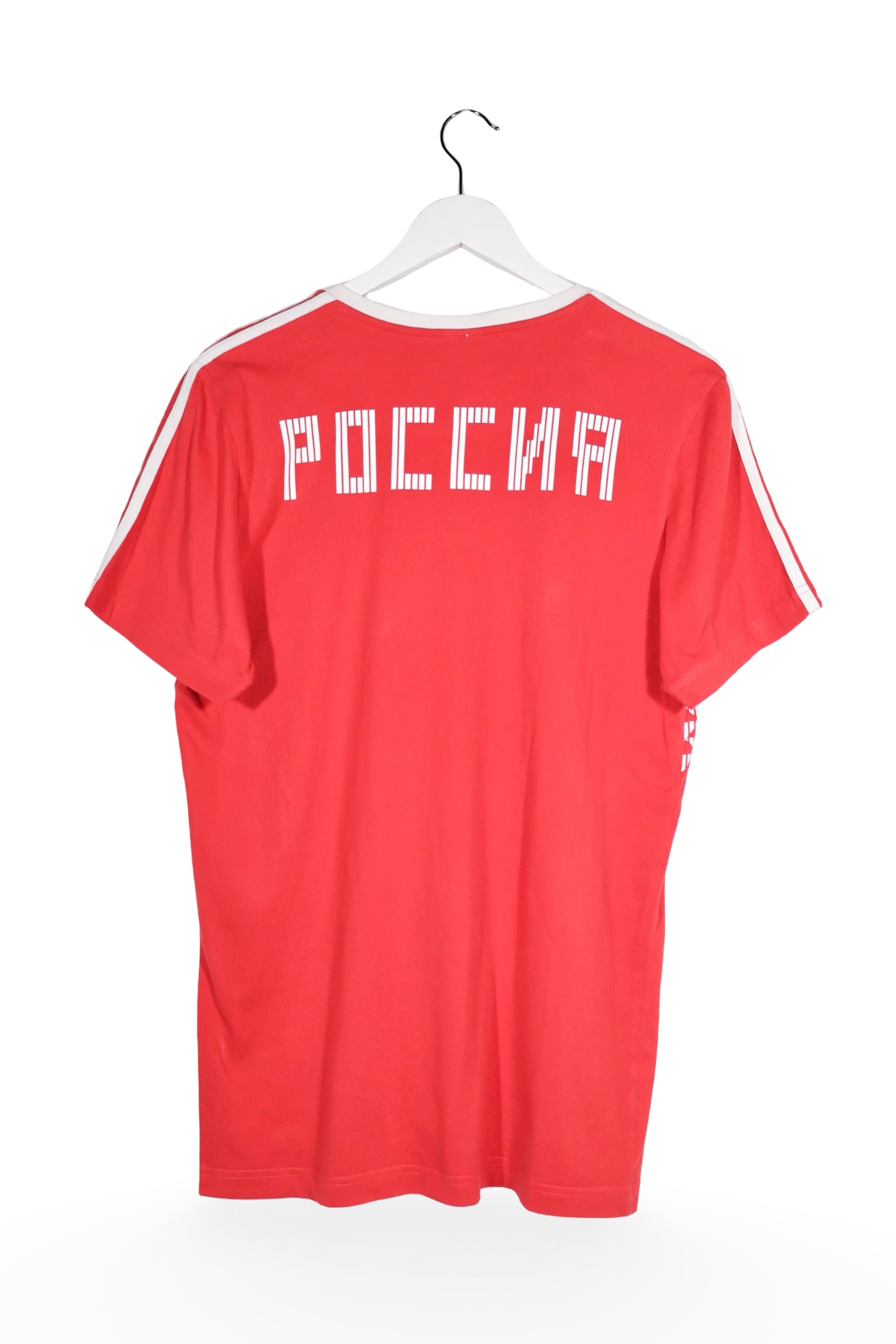 Tricou - Adidas roșu cu print geometric alb – L – Bărbați - spate