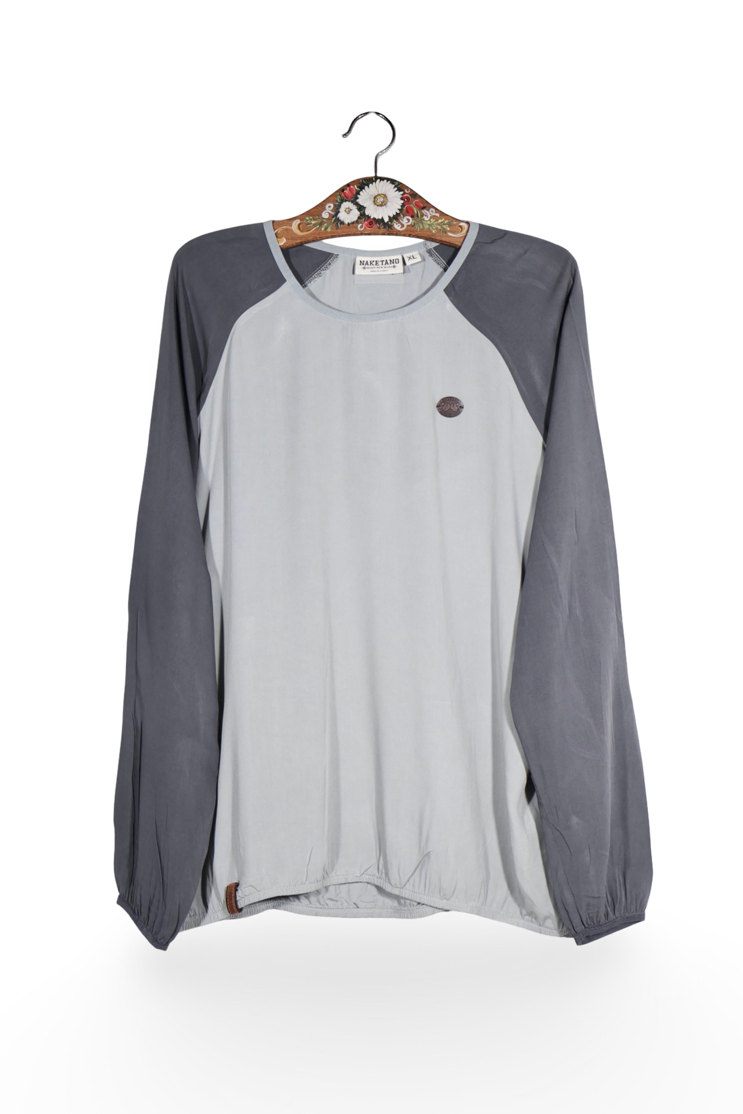 Bluză - Naketano gri din viscoza cu croiala raglan – XL – Bărbați - fata