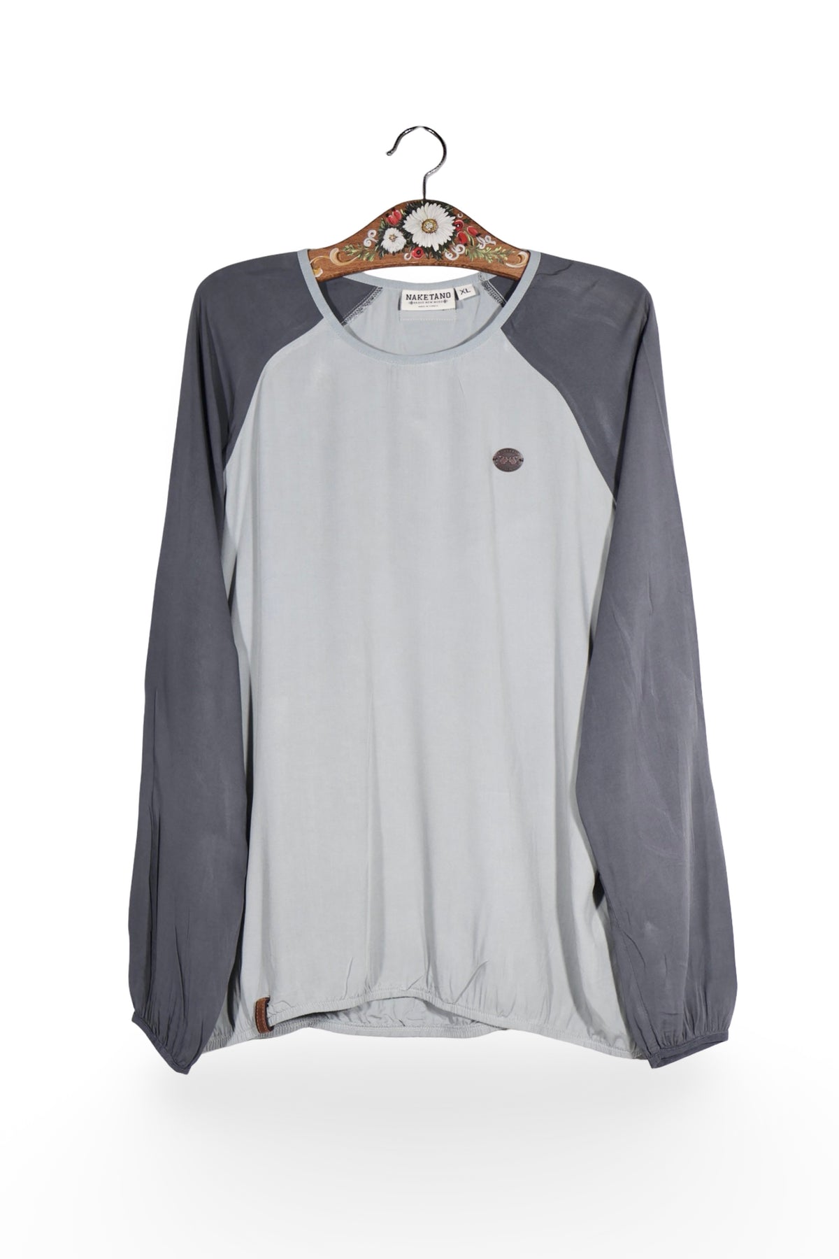 Bluză - Naketano gri din viscoza cu croiala raglan – XL – Bărbați - fata