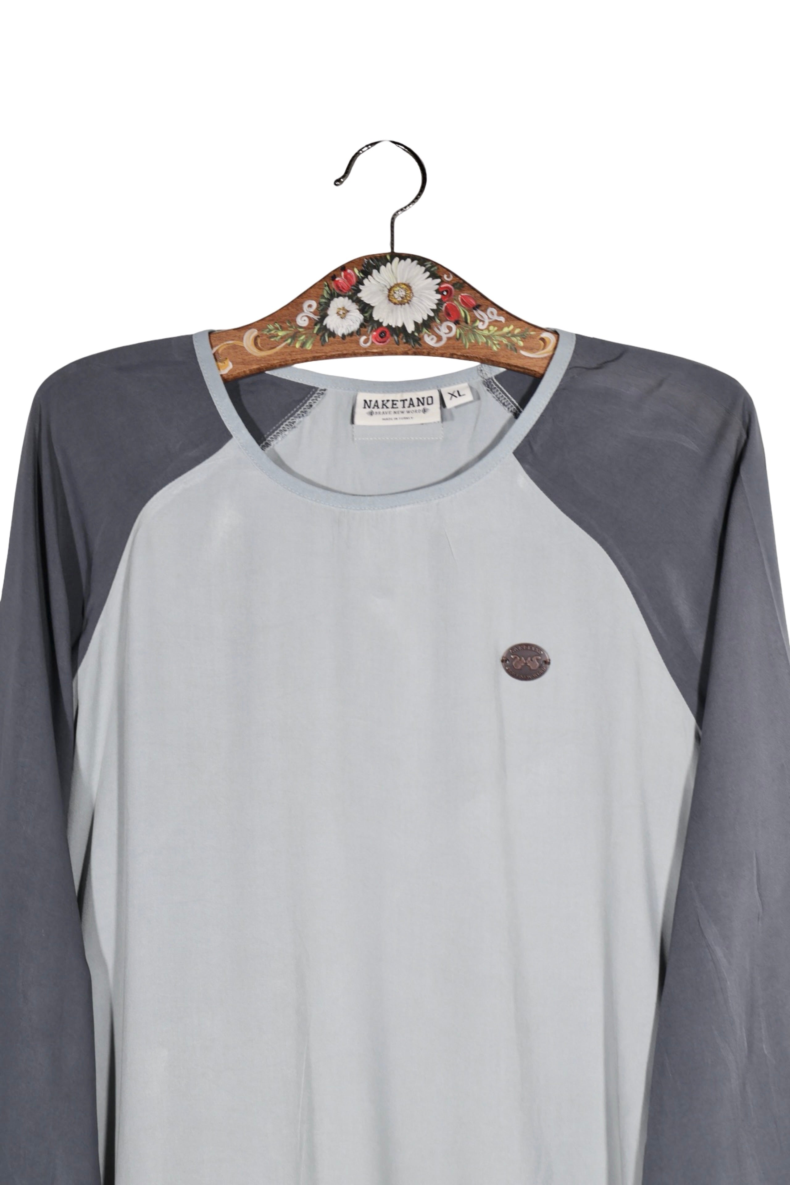 Bluză - Naketano gri din viscoza cu croiala raglan – XL – Bărbați - detaliu